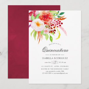 Vintage Rustic Charm Blommigt Quinceañera Inbjudningar