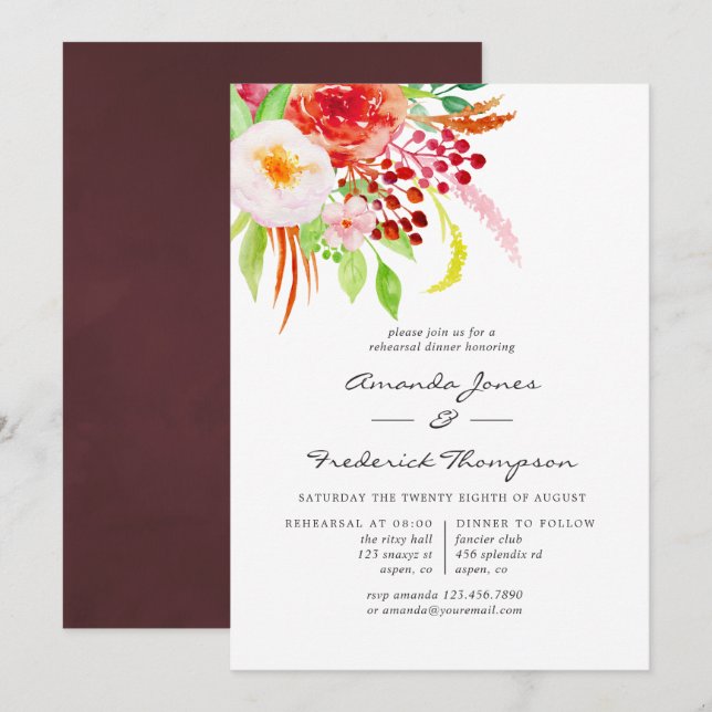 Vintage Rustic Charm Rehearsal Middag Inbjudningar (Fram/baksida)