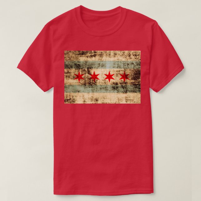 Vintage Rustic Chicago Flagga T Shirt (Design framsida)