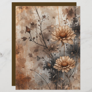 Vintage Rustic Copper Åldras Blommigt Scrapbook Pa