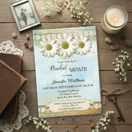 Vintage Rustic Country Daisy Bröllopsdusch  Inbjudningar