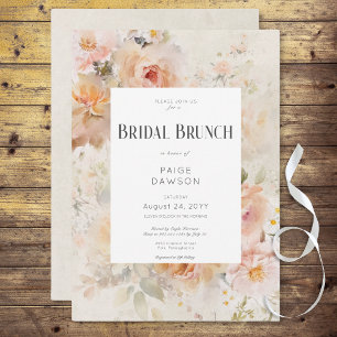 Vintage Rustic Cream Blommigt Ram Möhippa Brunch Inbjudningar
