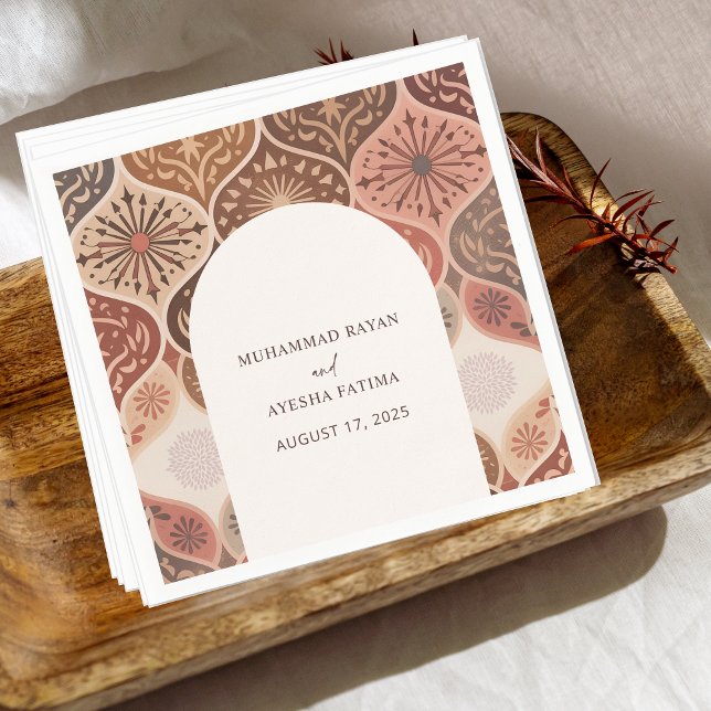 Vintage Rustic Elegant Nikkah Islamic Bröllop Pappersservett (Vintage Rustic Elegant Nikkah Islamic Wedding Napkins)