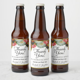 Vintage Rustic Fall Blommigt Bröllop Tack Ölflaska Etikett