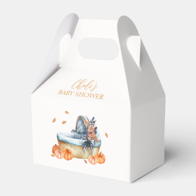 Vintage Rustic Fall Pumpkin Crib Baby Shower Presentaskar (Framsidan Sidan)