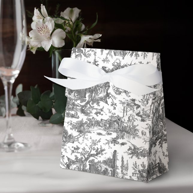 Vintage Rustic Farm Fransk Toile-Black & White Presentaskar (Skapare uppladdad)