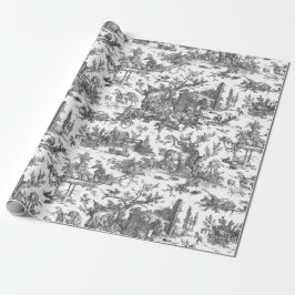 Vintage Rustic Farm Fransk Toile-Black & White Presentpapper