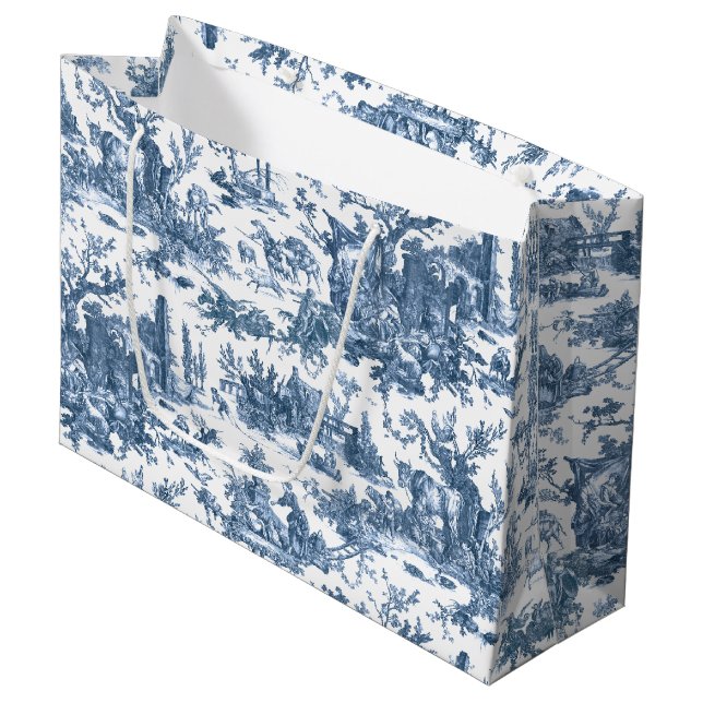 Vintage Rustic Farm Fransk Toile-Blue & White (Framsidan Vinklad)