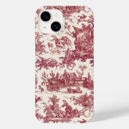 Vintage Rustic Farm Fransk Toile-Red & Tan