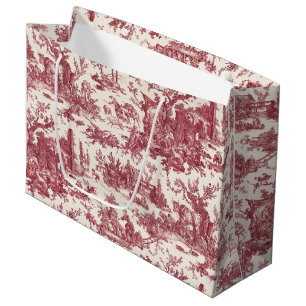 Vintage Rustic Farm Fransk Toile-Red & Tan