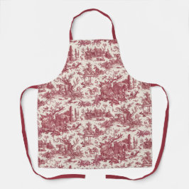 Vintage Rustic Farm Fransk Toile-Red & Tan