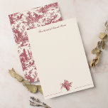 Vintage Rustic Farm Fransk Toile-Red & Tan Anteckningskort<br><div class="desc">Den här vackra Fransken av den nya vintagen i jouy mönster,  daterad ca 1780-talet,  innehåller scener av glad,  rustik jordbrukstid,  inklusive djur,  gamla ruiner,  stugor och bönder som arbetar och leker i burgandött på beklädnad.</div>