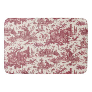 Vintage Rustic Farm Fransk Toile-Red & Tan Badrumsmatta