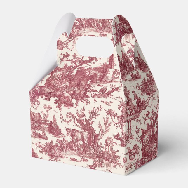 Vintage Rustic Farm Fransk Toile-Red & Tan Presentaskar (Framsidan Sidan)