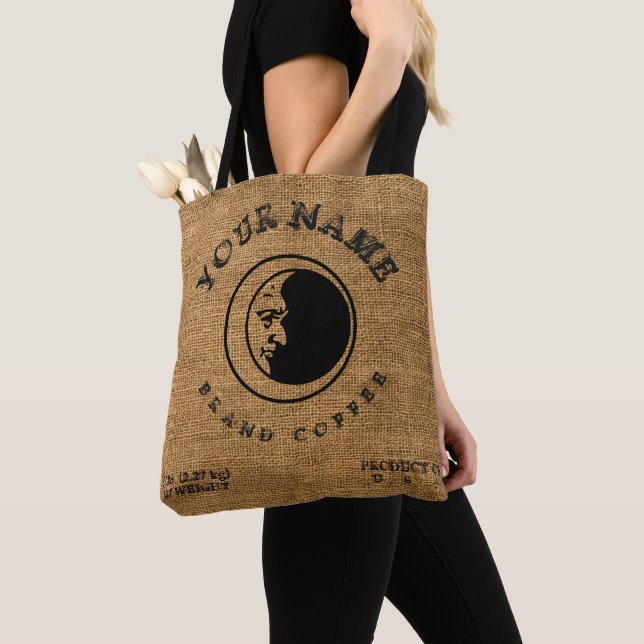 Vintage Rustic Faux Burlap Coffee Sack-mall Tygkasse (Närbild)