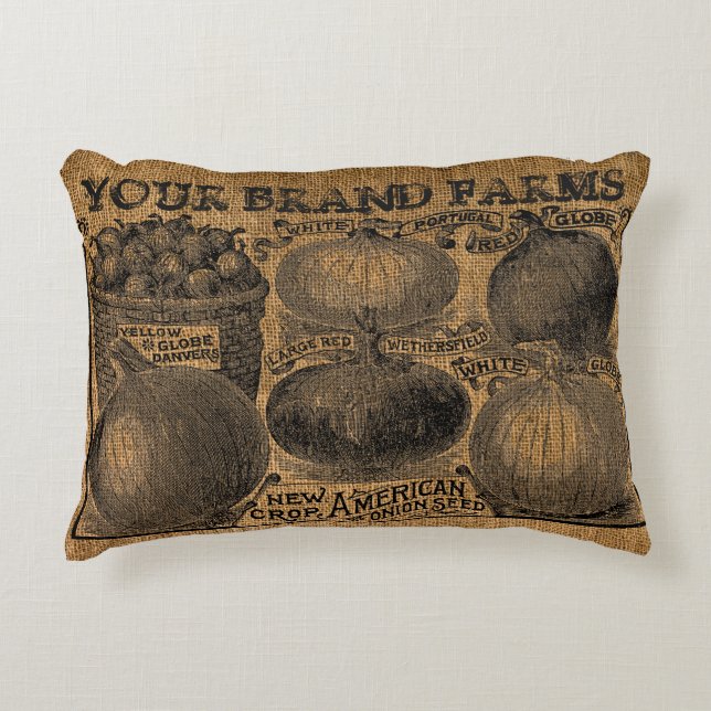 Vintage Rustic Faux Burlap Onion Sack-mall Prydnadskudde (Framsidan)