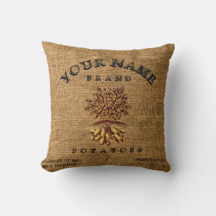 Vintage Rustic Faux Burlap Potato Sack-mall Kudde