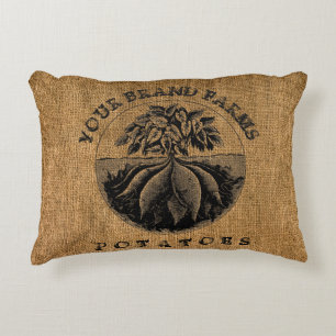 Vintage Rustic Faux Burlap Potato Sack-mall Prydnadskudde
