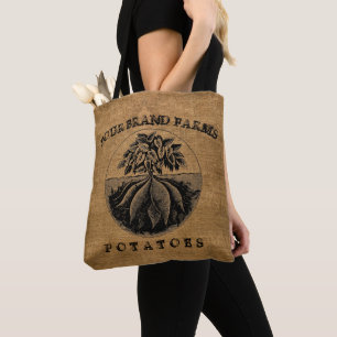 Vintage Rustic Faux Burlap Potato Sack-mall Tygkasse