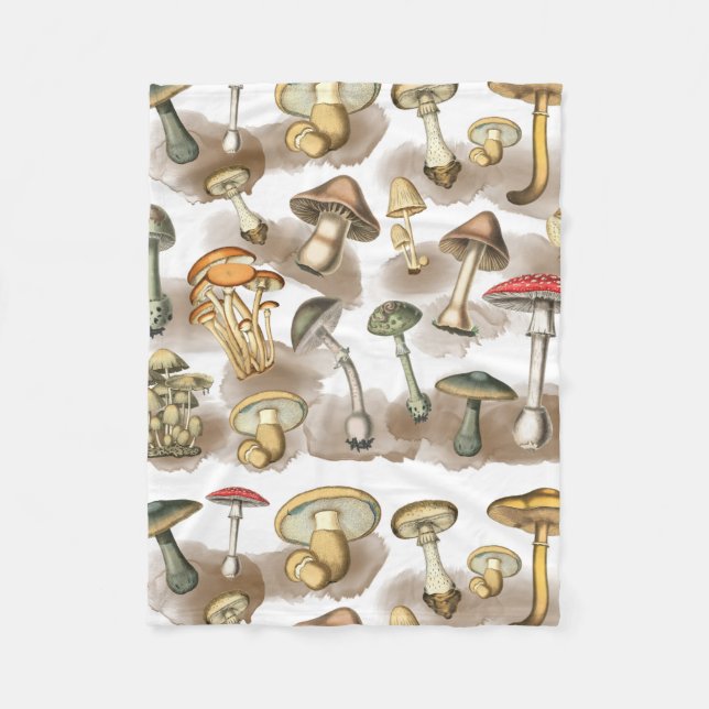 Vintage Rustic Forest Mushroom Fleecefilt (Framsidan)