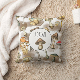 Vintage Rustic Forest Mushroom Kudde