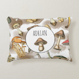 Vintage Rustic Forest Mushroom Prydnadskudde