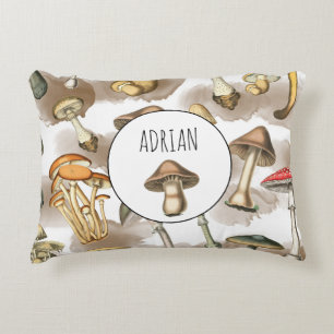 Vintage Rustic Forest Mushroom Prydnadskudde