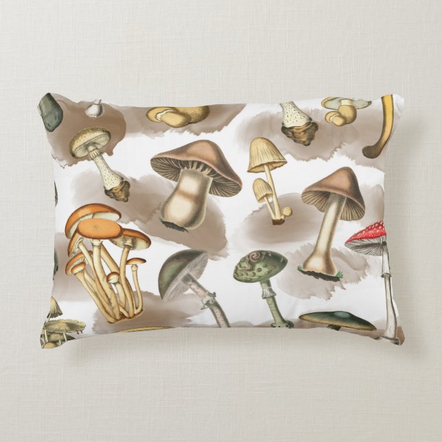 Vintage Rustic Forest Mushroom Prydnadskudde (Framsidan)