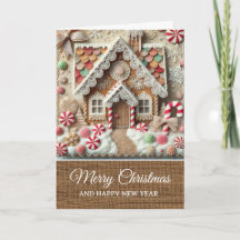 Vintage Rustic Gingerbread House Merry Christmas 