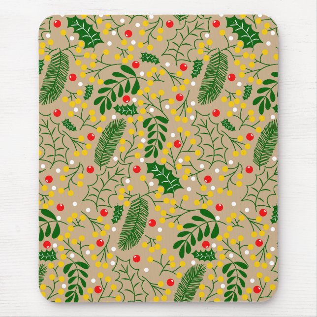 Vintage Rustic Greenery Holly Berry jul Musmatta (Framsidan)