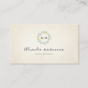 Vintage Rustic Greenery WandeBlack Affärskort Visitkort