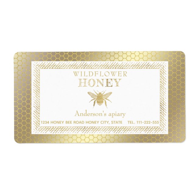 Vintage Rustic guld bihonung burk Fraktsedel (Framsidan)