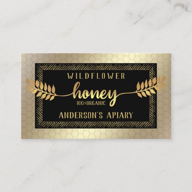 Vintage Rustic guld calligraphy honey gren Visitkort (Framsida)
