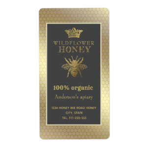 Vintage Rustic guld krona drottning bee honung bur Fraktsedel