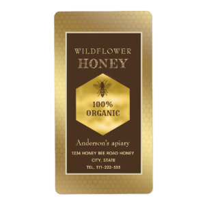 Vintage Rustic guld logotyp drottning bin honung b Fraktsedel