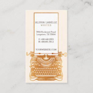 Vintage Rustic Guld Underwood Typewriter Monogram Visitkort
