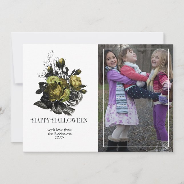 Vintage Rustic Halloween Skog Julkort (Framsida)