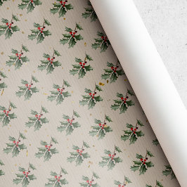 Vintage Rustic Holly Berry jul Presentpapper