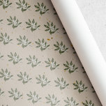 Vintage Rustic jul White Berry Presentpapper<br><div class="desc">stil julomslag i anpassningsbar-designad vintage med papper med vattenfärgat vitt bär och löv på rustic kraft stil-papper.</div>