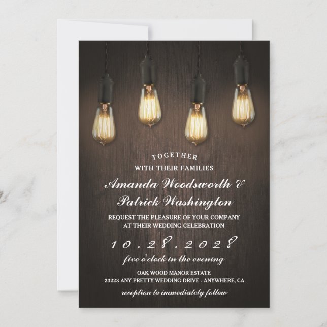 Vintage Rustic Ljus Chic Bröllbjudanden Inbjudningar (Framsida)