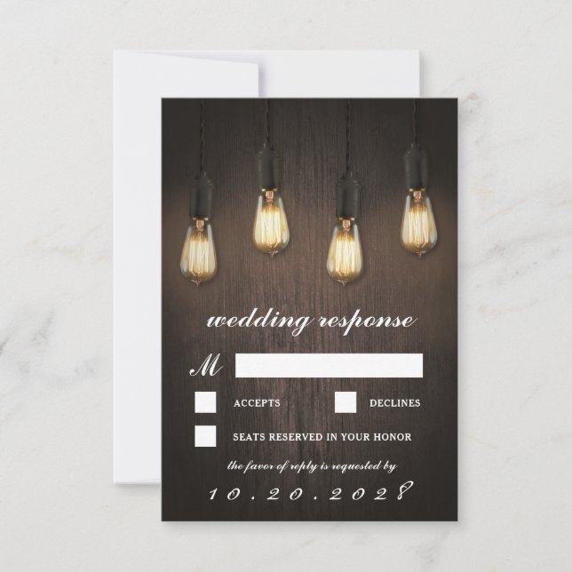 Vintage Rustic Ljus Chic Bröllop OSA Cards (Framsida)