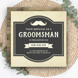 Vintage Rustic Mustache Groomsman-begäran Inbjudningar