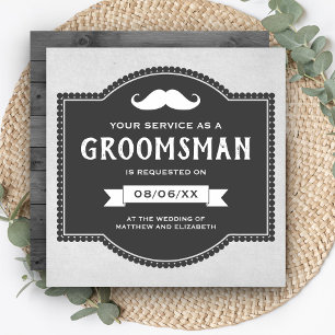 Vintage Rustic Mustache Groomsman-begäran Inbjudningar