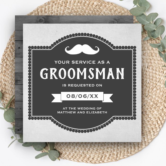 Vintage Rustic Mustasch Bröllesman Förfrågan Inbjudningar (Skapare uppladdad)