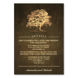 Vintage Rustic Oak Träd Reception + Hotel Cards Bordsnummer