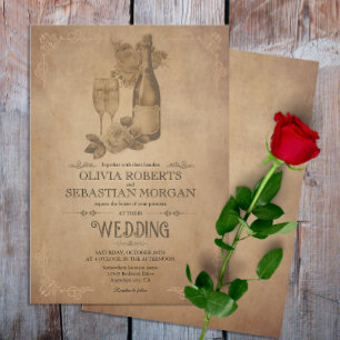 Vintage Rustic Old Parchment Victorian Bröllop Inbjudningar