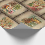 Vintage Rustic Old World Pappa jul Collage Presentpapper<br><div class="desc">En festlig tippad samling av antika julkortsillustrationer med gamla Pappa jul i ornatband ge presenter till lycklig barn. Varje platta är en rik som är utsatt för en svår sepia. Mönster är sömlöst och skalbart. Lämplig för årgång Jularbete och avsvärtning.</div>