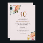 Vintage Rustic Peach Blommigt 40:e födelsedag Inbj Inbjudningar<br><div class="desc">Vintage Rustic Peach Blommigt 40:e födelsedag Inbjudan Underbart tillägg till din 40:e födelsedag Party Denna inbjudan kan vara personlig och anpassas till olika storlekar. Se matchande klistermärken Design från www.createthecut.com</div>