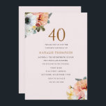 Vintage Rustic Peach Blommigt 40:e födelsedag Inbj Inbjudningar<br><div class="desc">Vintage Rustic Peach Blommigt 40:e födelsedag Inbjudan Underbart tillägg till din 40:e födelsedag Party Denna inbjudan kan vara personlig och anpassas till olika storlekar. Se matchande klistermärken Design från www.createthecut.com</div>
