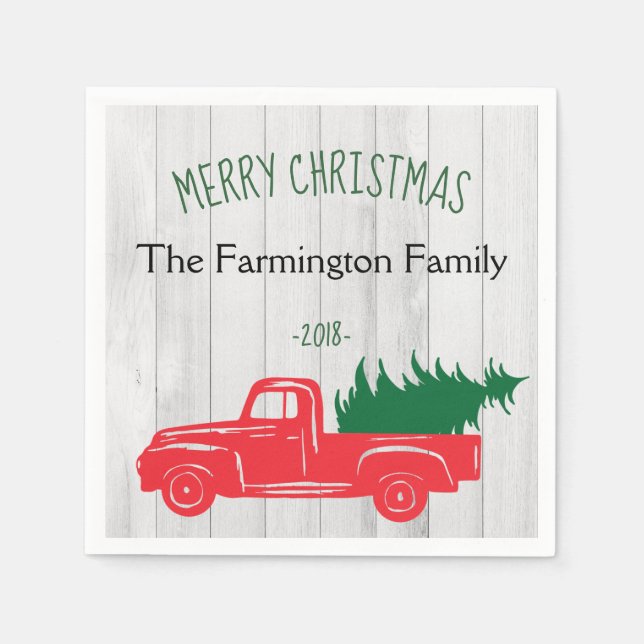 Vintage Rustic Personlig-julservetter Pappersservett (Framsidan)